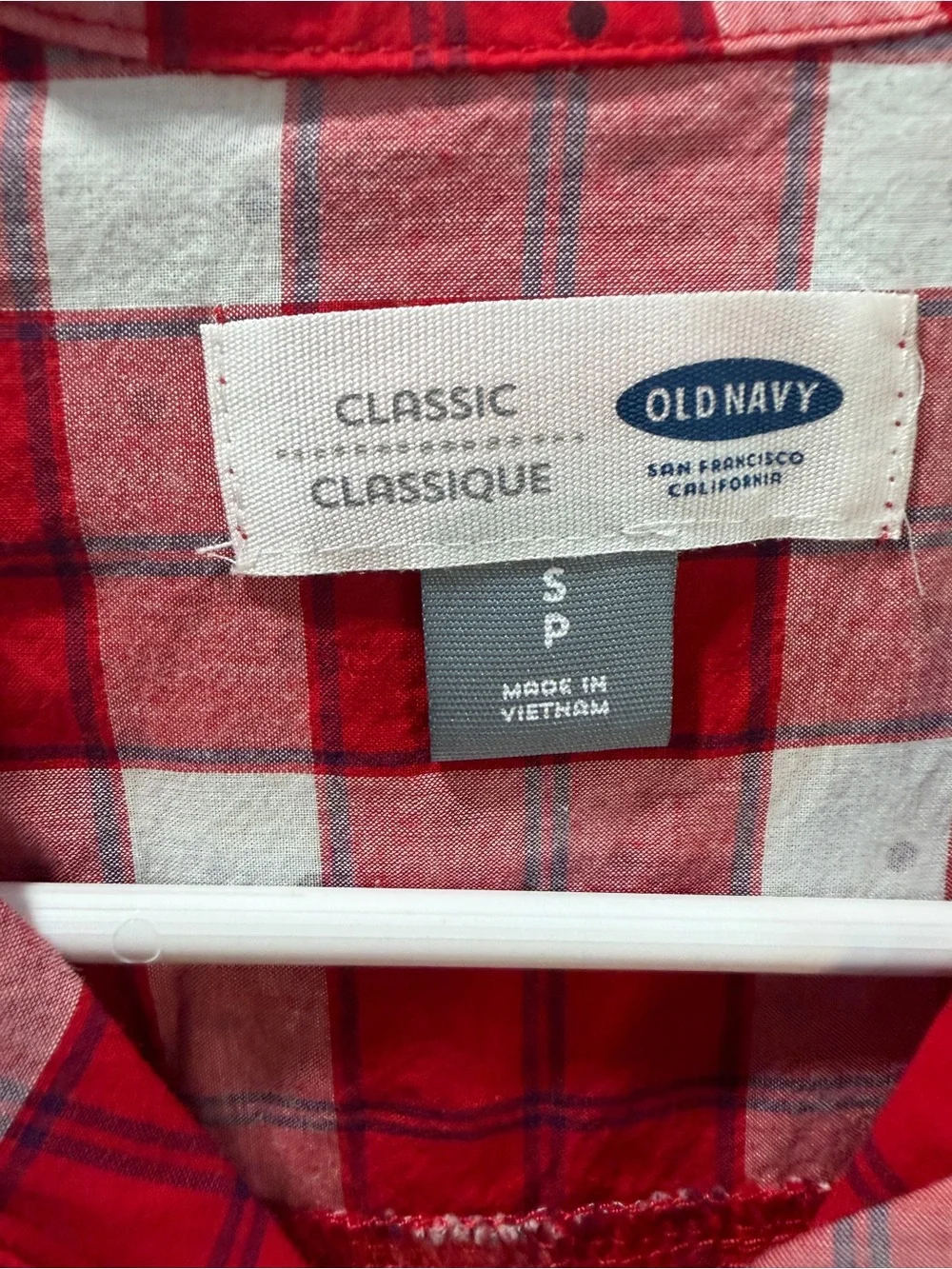 Old Navy Girls Red and White Plaid Button-Down Shirt Size small NWT
